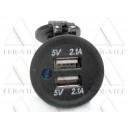 USB töltő, 2x 5V/2.1A, beépíthető, d:29,2mm, LED-es USB töltő, 2x 5V/2.1A, beépíthető, d:29,2mm, LED-es-1